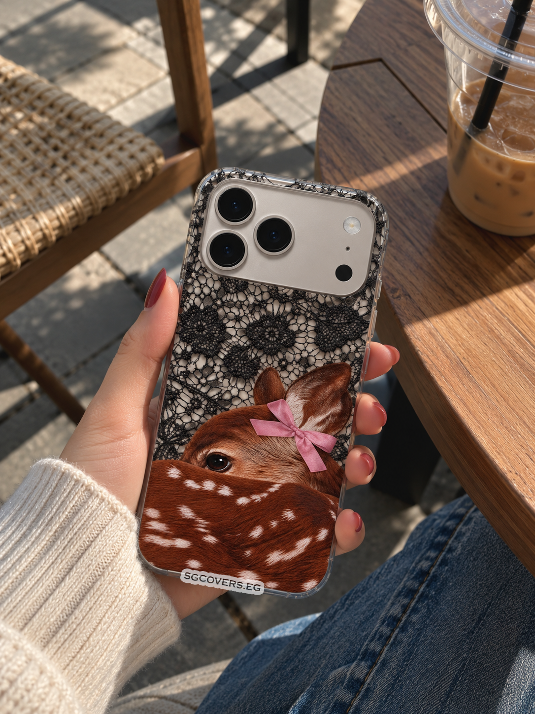Lace Deer Transparent Phone Cover