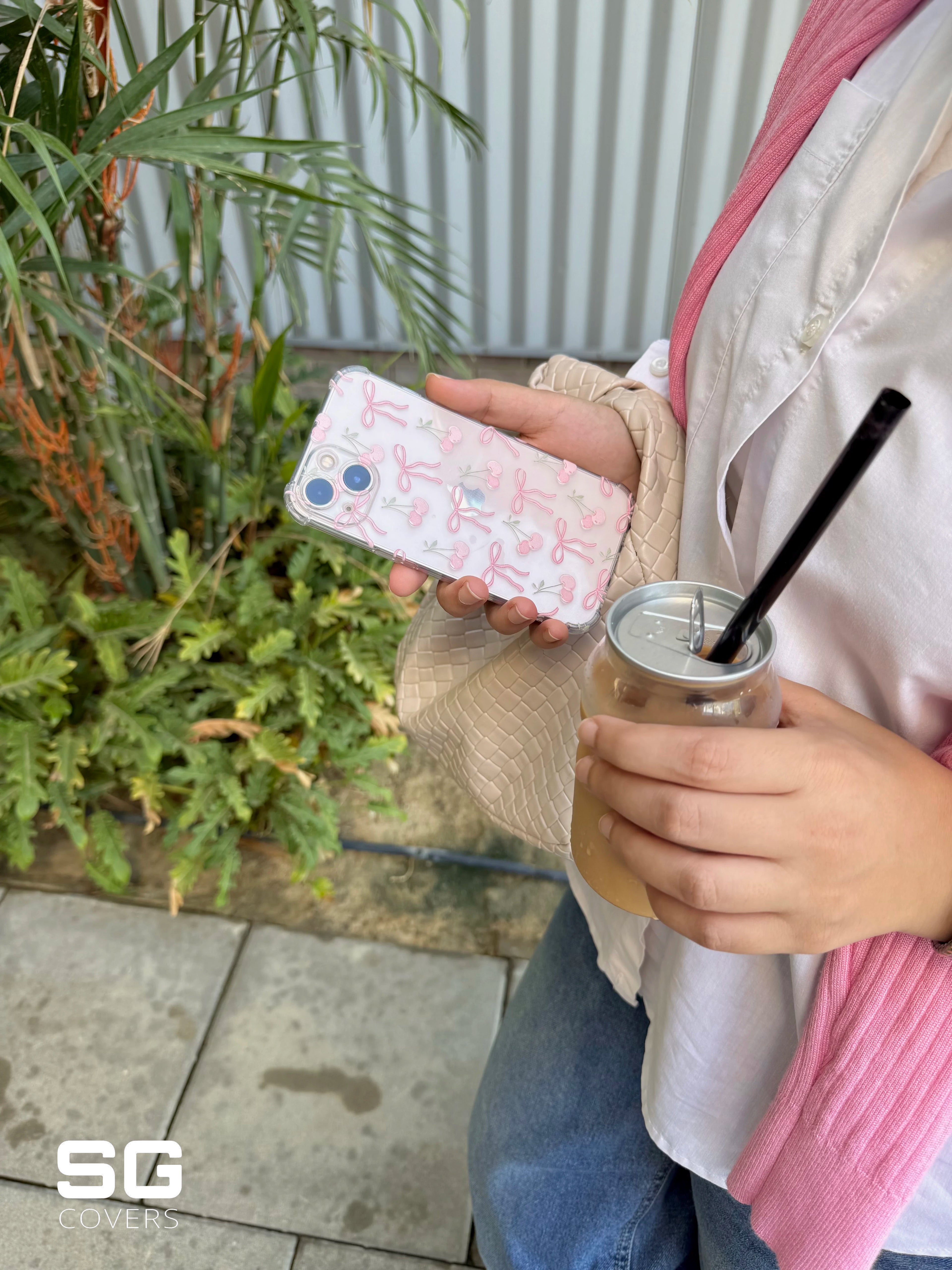 Pink Bow Transparent Phone Cover