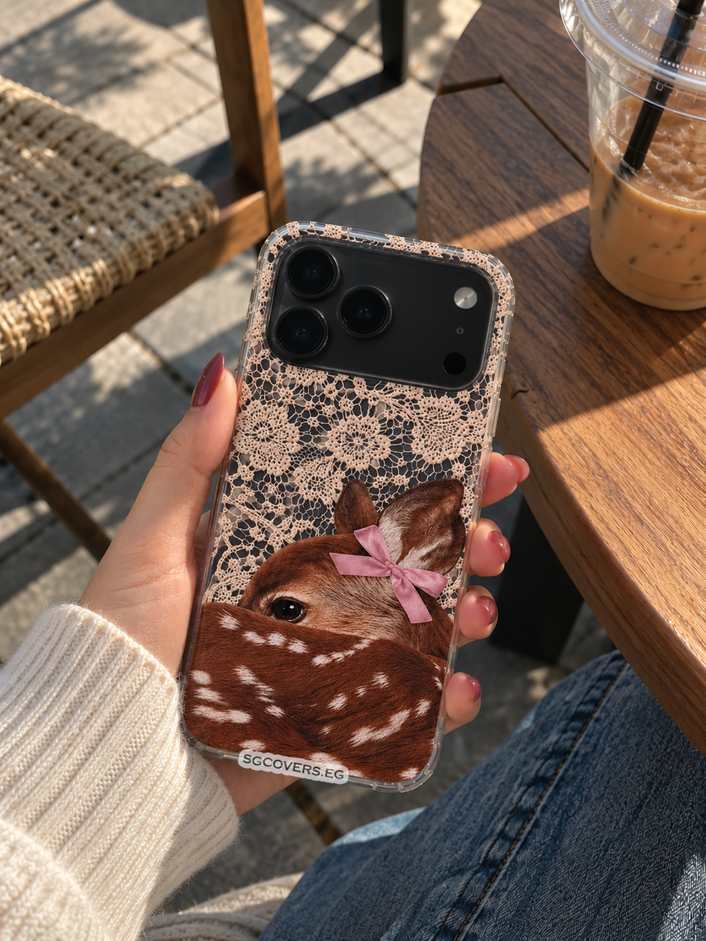 Lace Deer Transparent Phone Cover