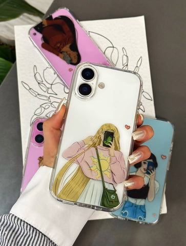 Cute Girl Transparent Phone Cover
