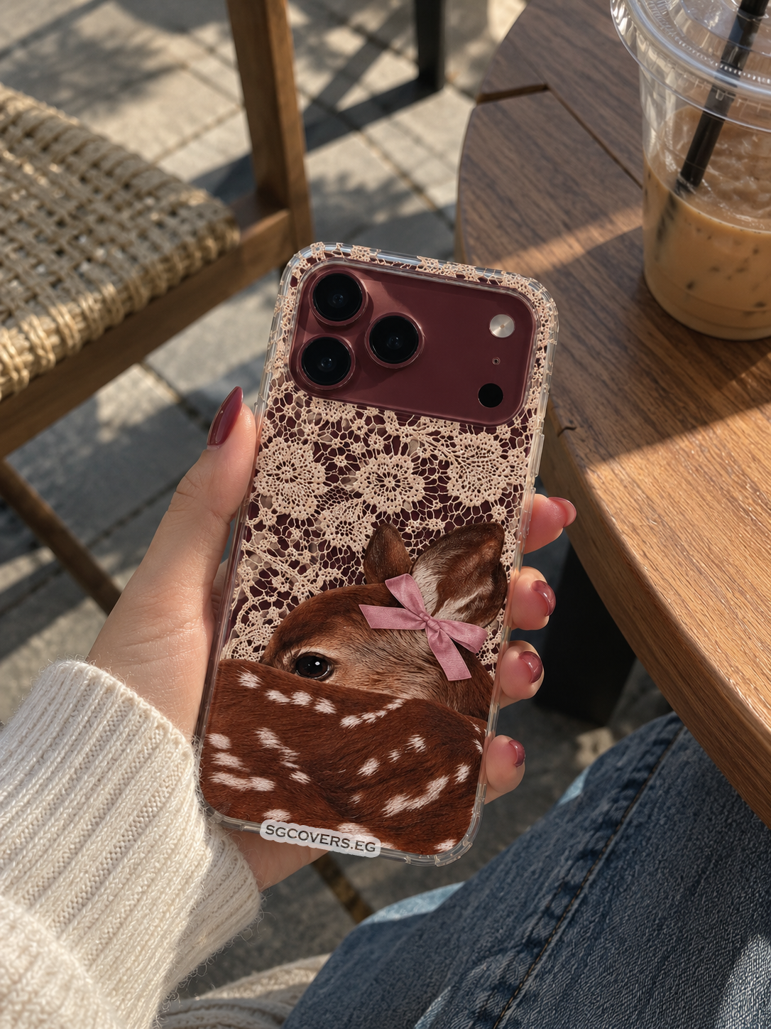 Lace Deer Transparent Phone Cover