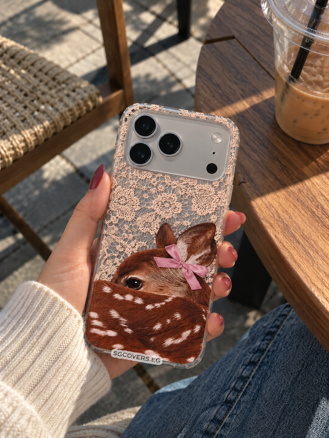 Lace Deer Transparent Phone Cover