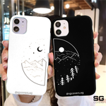 Moon white and black Couples Phone Covers