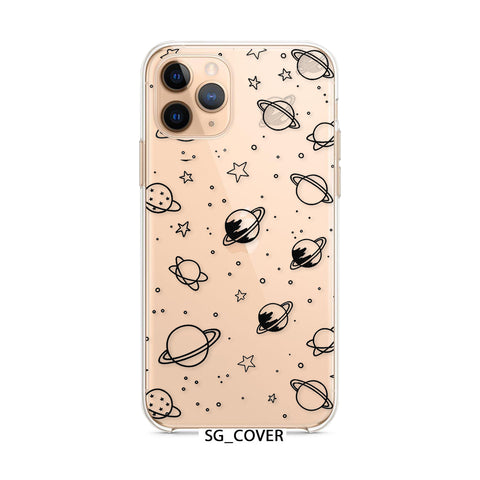 Black Galaxy Clear Phone Cover